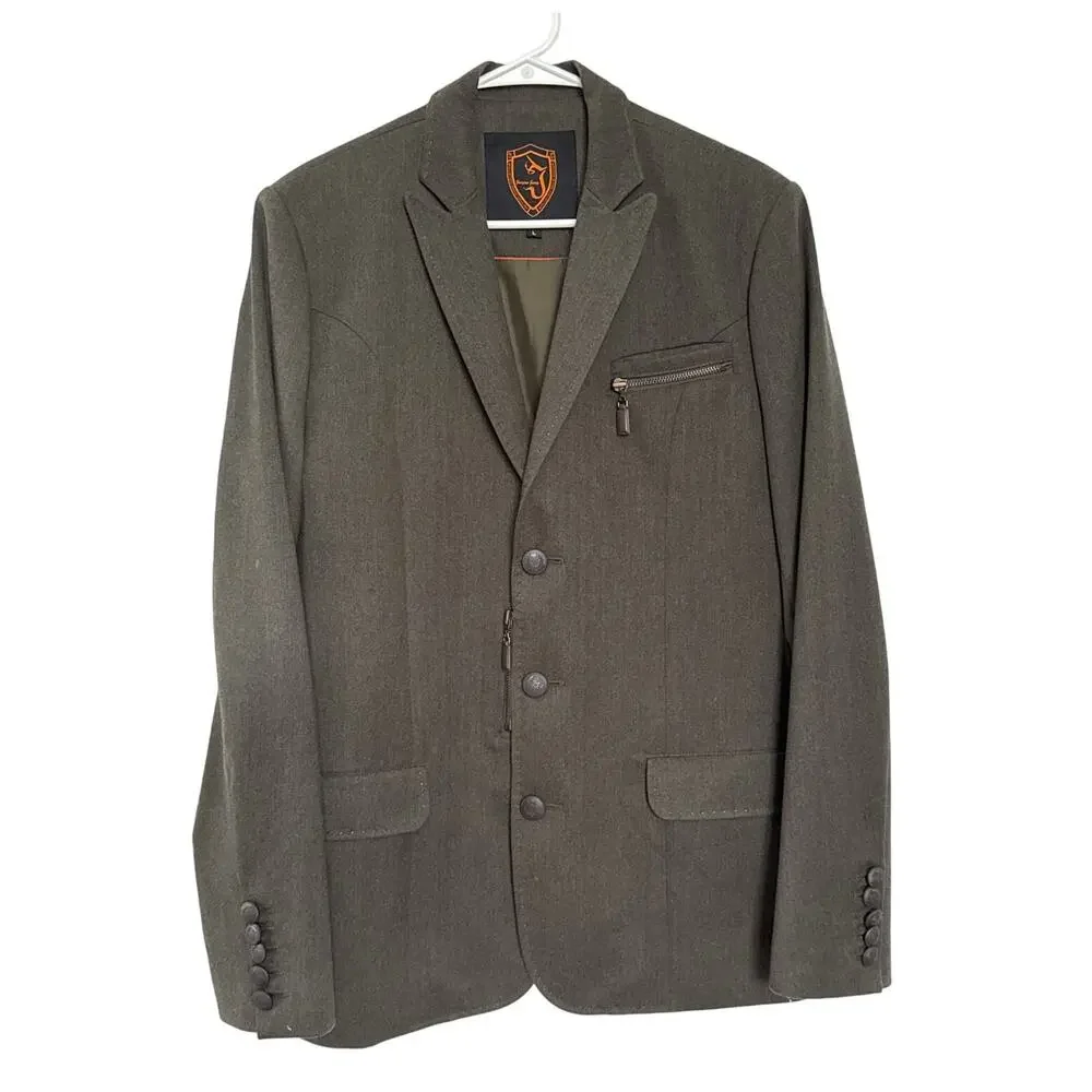 Jaeyoon Jeong Green Herringbourne Blazer Exposed Stitching & Zippers medium
